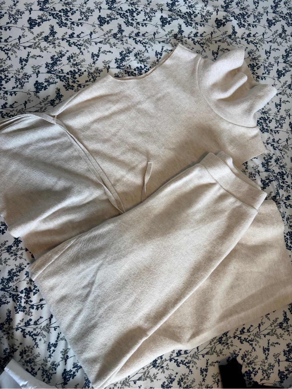 Zara Cream Knit Sleeveless Top and Skirt Set